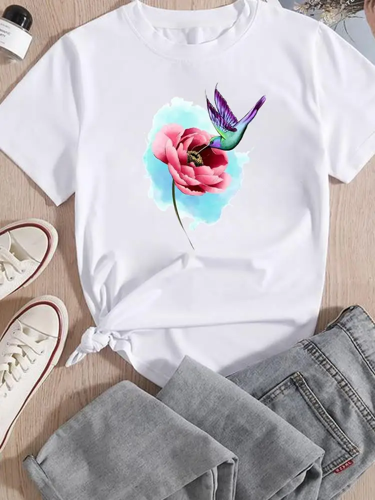 

Watercolor Trend 90s Sweet Women Lady Tshirts Printed Fashion Casual Tee Clothing Printing T-Shirt Short Sleeve Graphic T Top