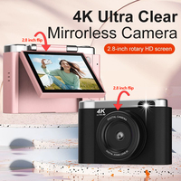 Compact Digital Photography Camera 4K 8X Digital Zoom Vintage Vlog Video Recorder YouTube 180°Flip Screen Cameras Student Camera
