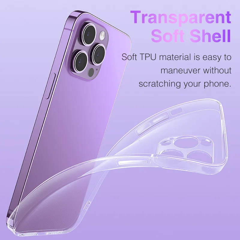 Dust Plug Soft Silicone Transparent Case for iPhone 13 12 14 Mini 11 Pro Max 6 6S 7 8 Plus X XR XS Thin TPU Back Cover Capinhas