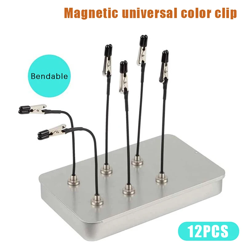 Model Paint Stand Base with 12 Flexi-Clips for Airbrush Model Painting