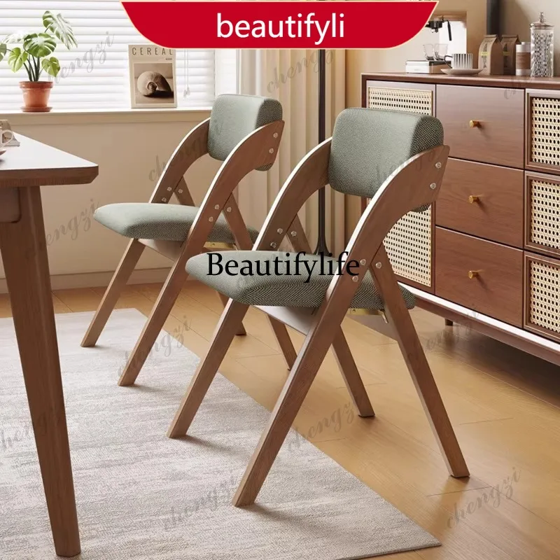 X188 Solid wood foldable chair Household backrest Dining table and chair Office can be stacked and does not take up space