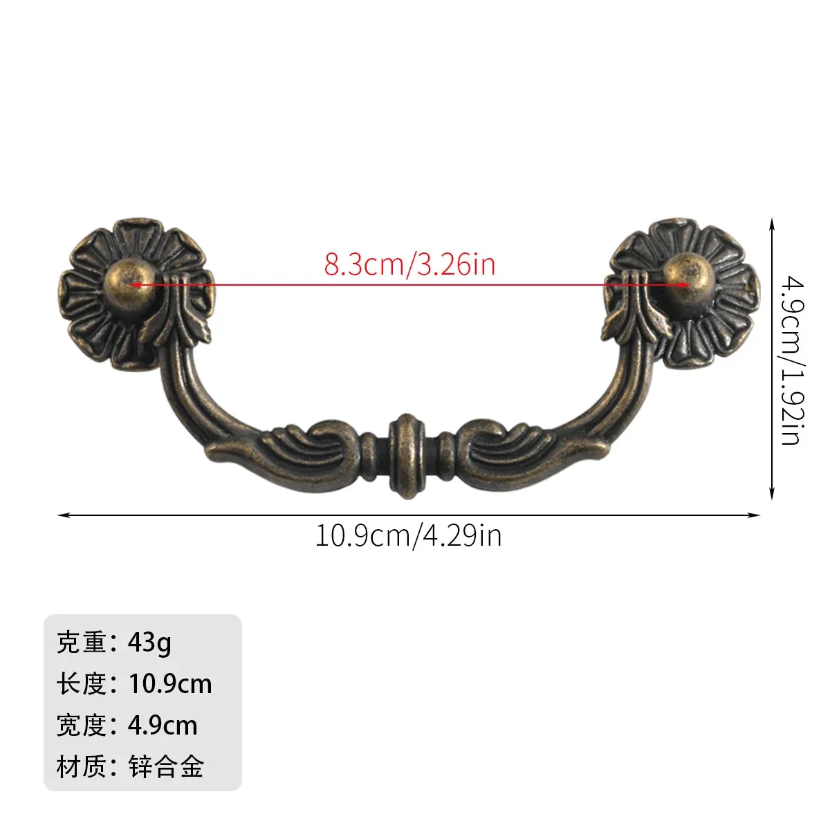 365 European style antique cabinet drawer wardrobe door strip handle 85mm hole spacing door handle
