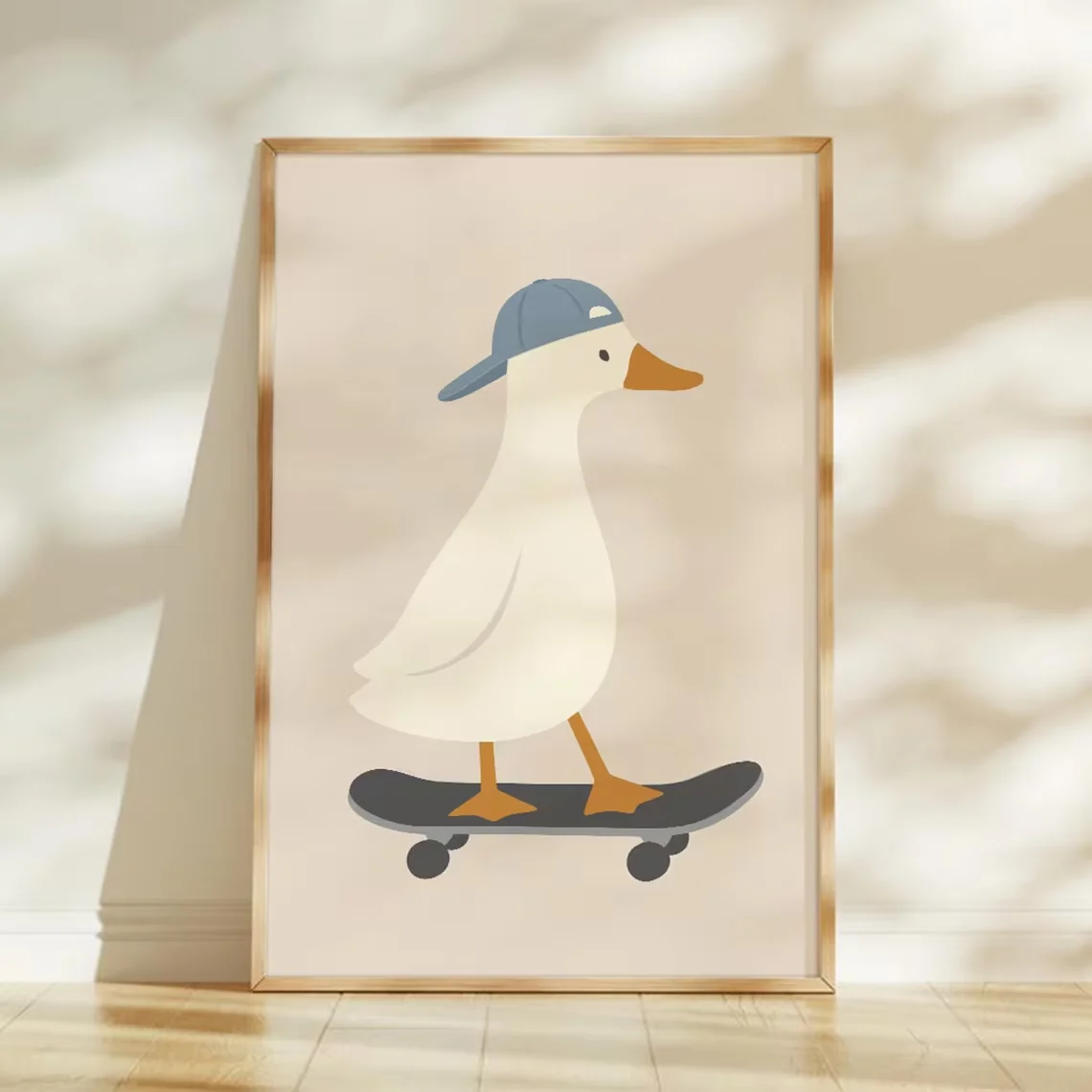 Silly Goose Print, Silly Goose Wandkunstdruck, Kinderzimmerdekoration für Jungen, Kunst für Kleinkinder, Bauernhoftier, Skateboard, Kinderzimmer, Cottage C