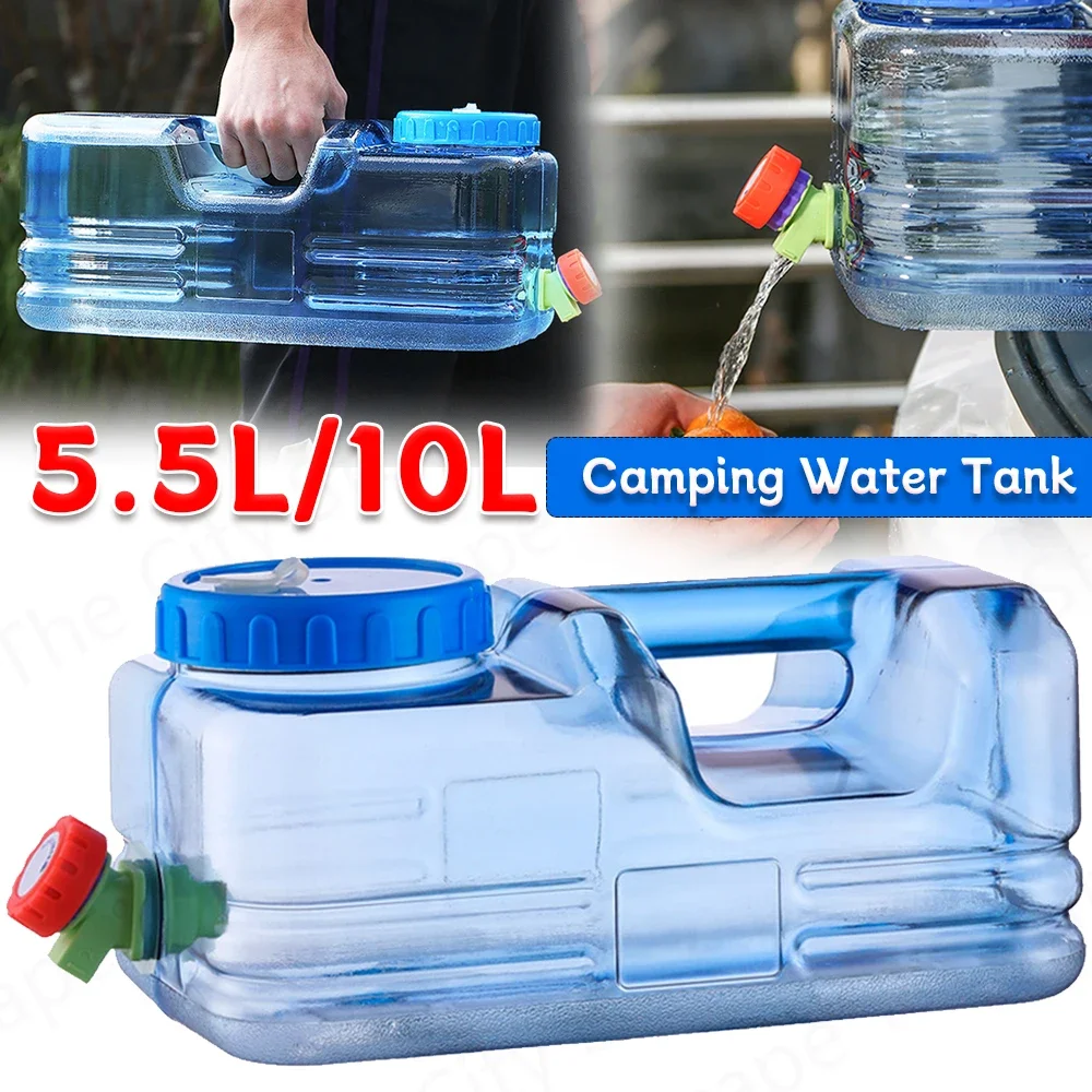 5/5.5/7.5/10L Portable Water Bucket Driving Pure Water Tank Container with Faucet for Outdoor Camping Car Cooking Picnic Hiking