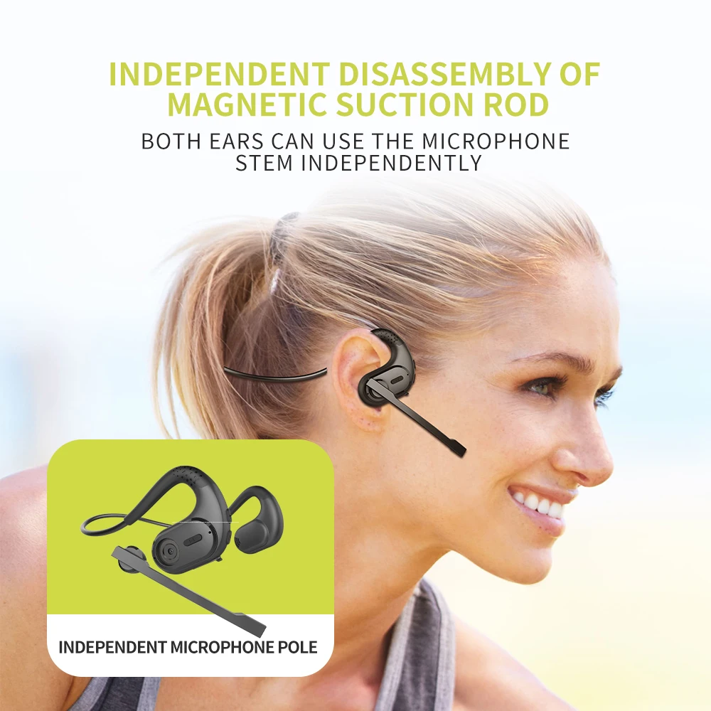 Imagem -04 - Negócios Fones de Ouvido Bluetooth Esportes Fones de Ouvido sem Fio Destacável Boom Microfone Pode Girar 360 ° Adequado para o Trabalho