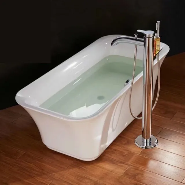 Black minimalist all-copper floor-to-ceiling bathtub faucet flower shower set