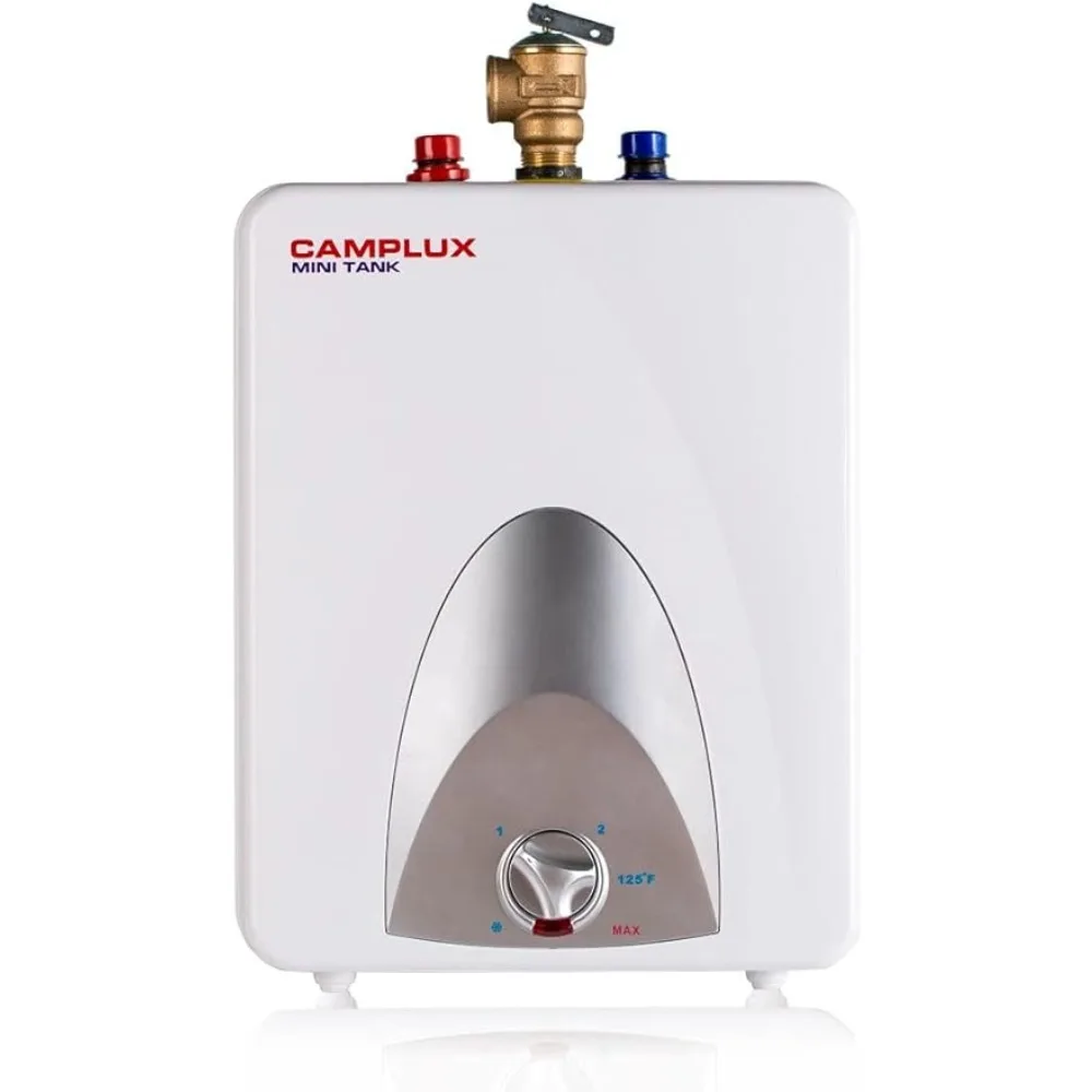 CAMPLUX-Mini calentador de agua eléctrico, 2,5 galones (ME25), elimina el tiempo para agua caliente, estante montado en la pared o en el suelo