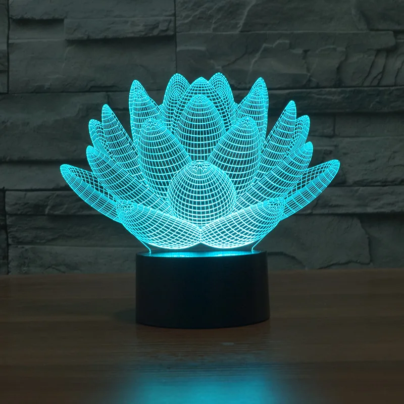 Lotus Visual Stereo 3d Lamp Creative Small Table Desk Lamp Gift Ambient 3d  Led Nightlight Table Moderne Table Lamp For Bedroom