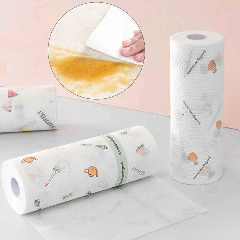50Pcs/Roll From Reusable Lazy Rags Bamboo Towels Wet And Dry For Kitchen