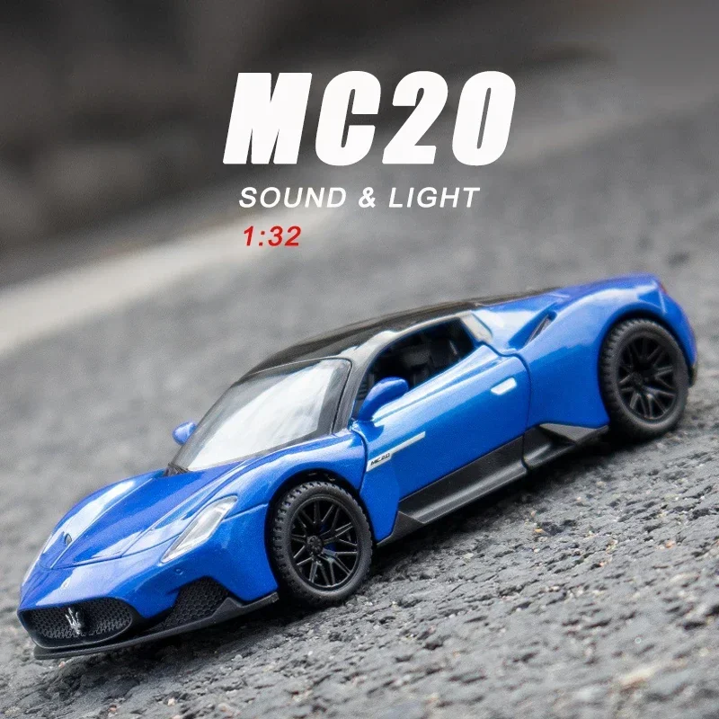 1:32 Diecast Alloy Model Car Miniature Maserati MC20 Supercar Metal Vehicle Ornaments Gifts for Children New Hottoy Red Toy Boys