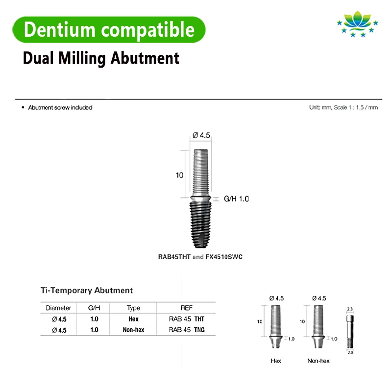 For Dentium System Temporary Abutment Hex and Non-hex Ti-base with a Screw for Dental Oral Surgical Screw Manual Factory Shop