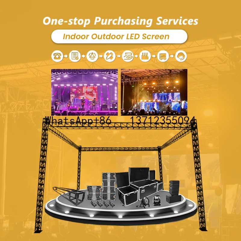 

Indoor Outdoor LED Screen Display 3m X 4m Seamless Splicing Giant Stage Concerts Background LED Video Wall Complete System