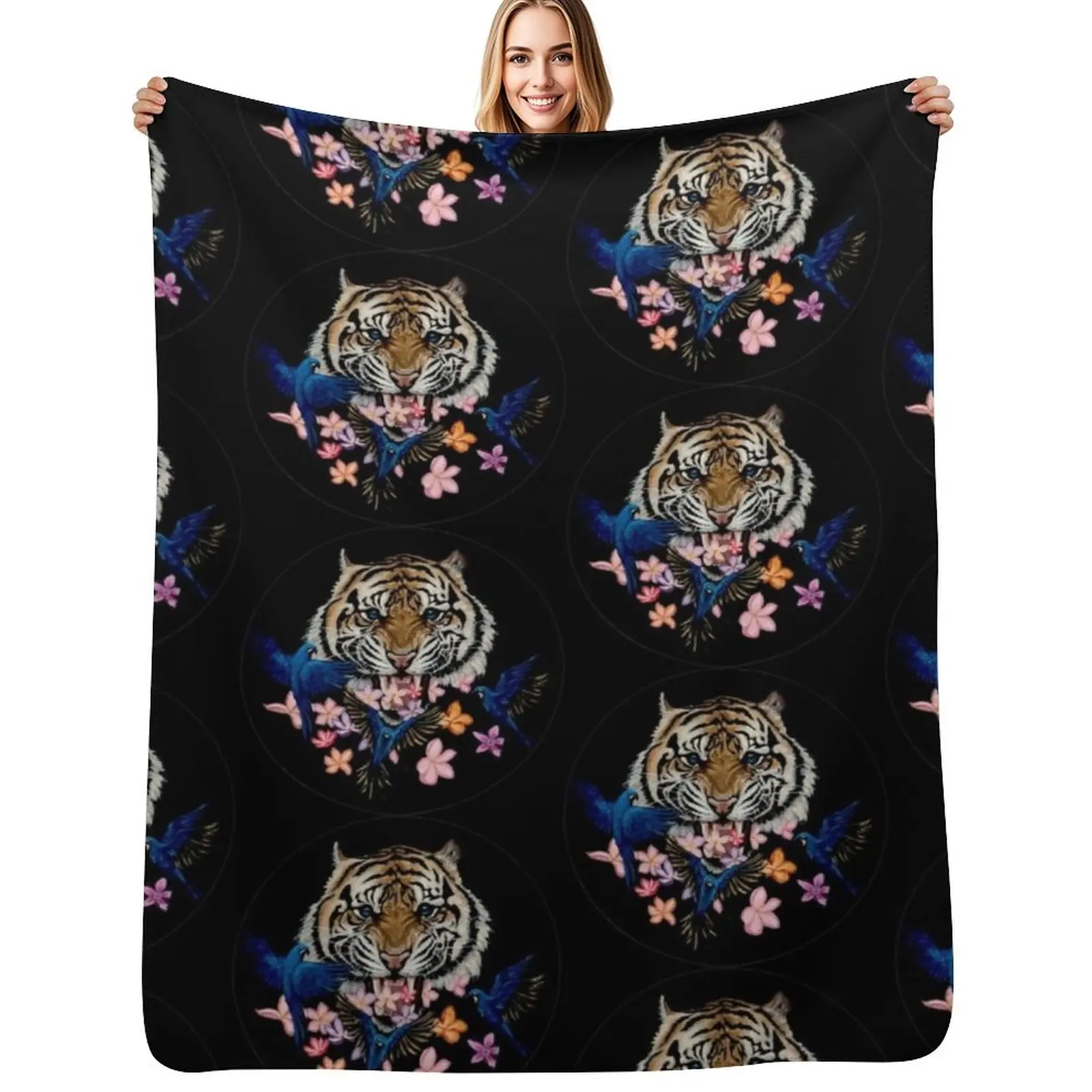 Hyacinth Tiger Throw Blanket Thin Soft Blanket for Summer Night Sleeping