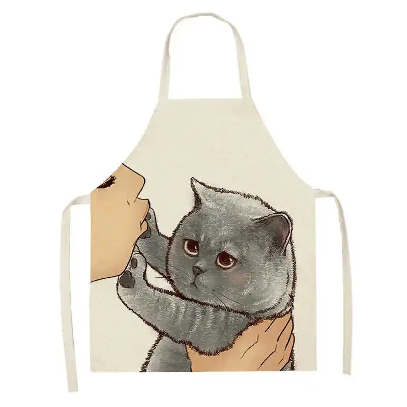 Kitchen apron Cute cartoon cat pattern  anti-stain and oil-proof sleeveless  Home Clean cooking baking accessories