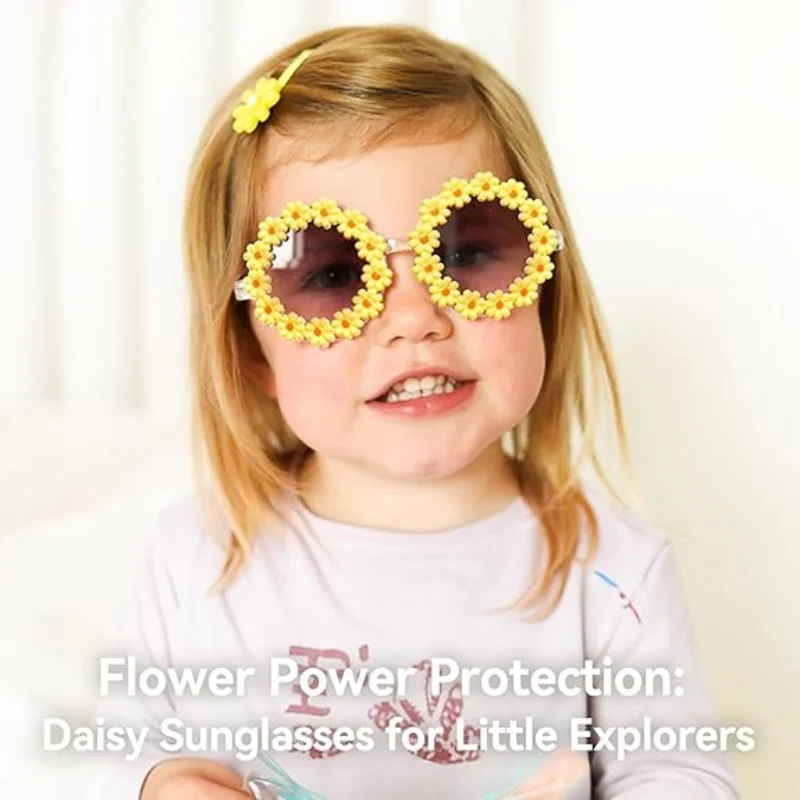 1-16 pièces nouveaux enfants lunettes de soleil mignon marguerite fleur cadre lentille ronde Protection UV lunettes de soleil pour filles garçons enfant en bas âge mode extérieure