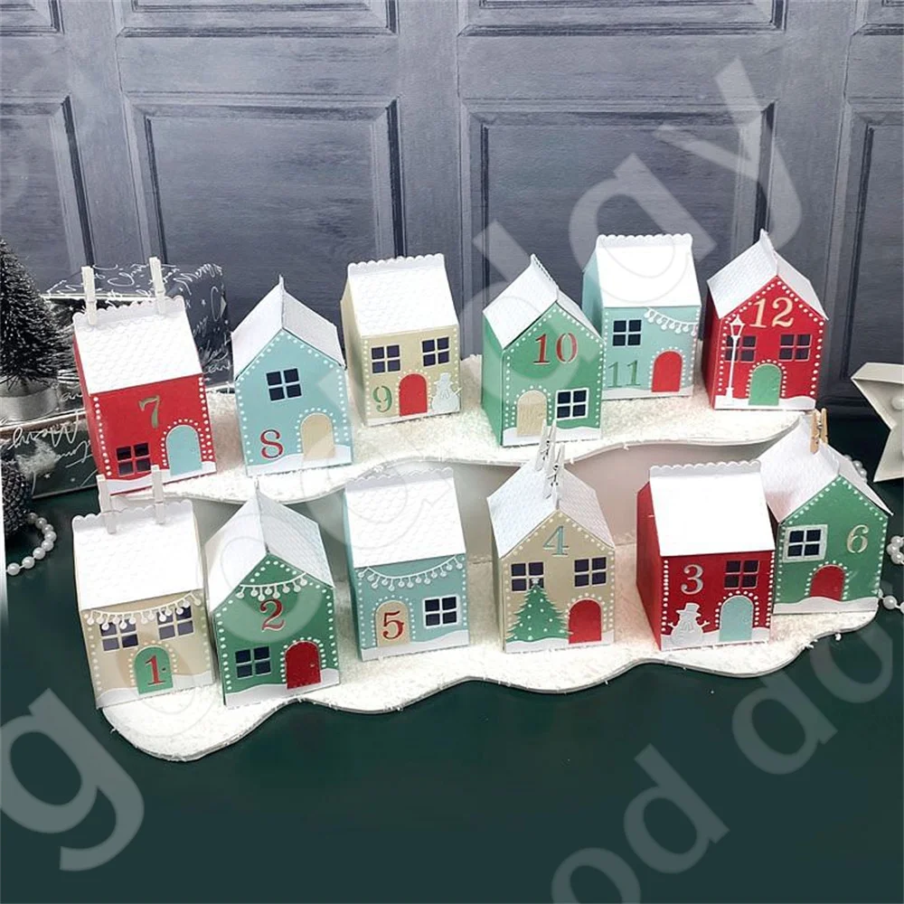 Christmas Advent House Metal Cutting Dies for DIY Holiday Greeting Cards Scrapbooking Handmade Album Decoration Embossing Crafts