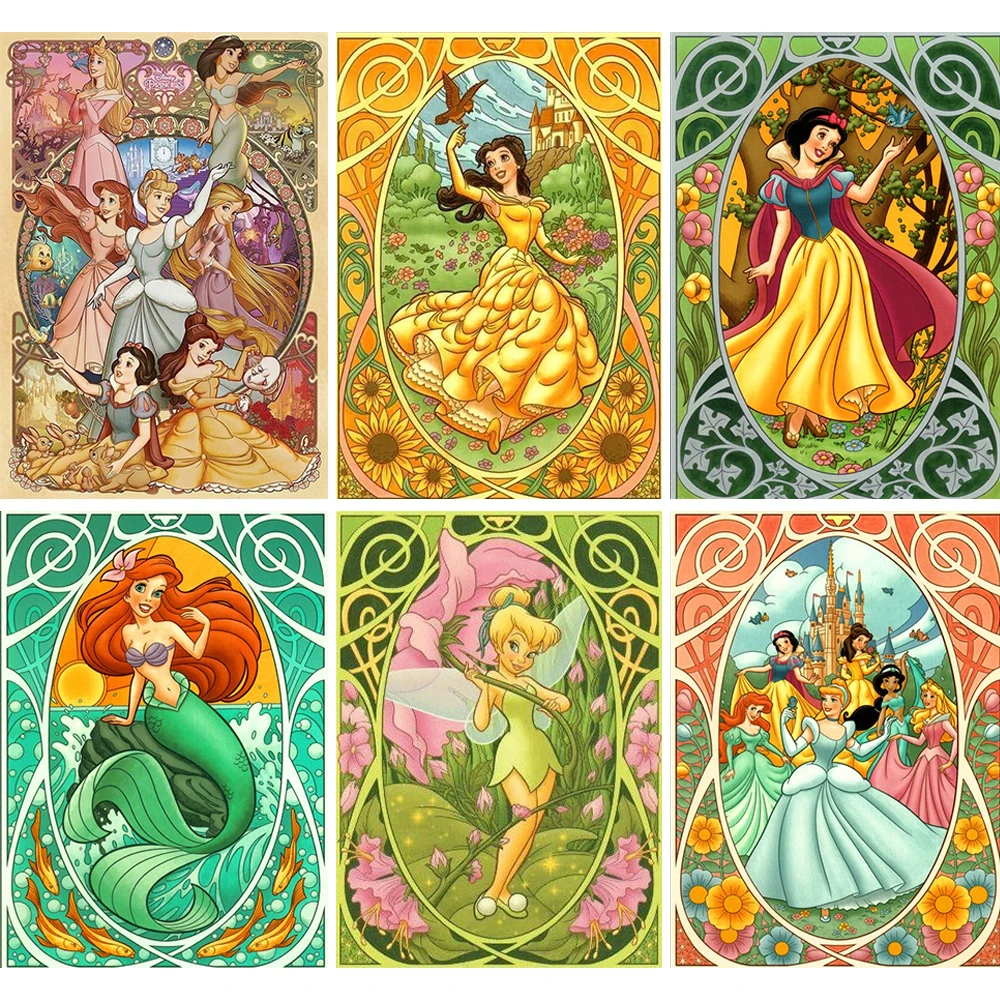 Disney Princess Diamond Embroidery Tinker Bell Snow White Diamond Painting Cartoon Character Rhinestones Pictures DIY Home Decor