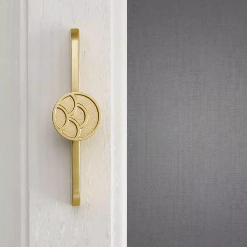 New Chinese Brass Handle Cabinet Kitchen Door Knob Gold Personalized Wardrobe Cabinet Retro Drawer Pull Cupboard Handle Hardware