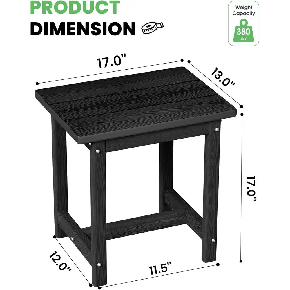 طاولة جانبية Adirondack 17 HDPE مقاومة للعوامل الجوية - أثاث فناء خارجي متين وسهل التجميع للحديقة والشرفة والشرفة وغيرها