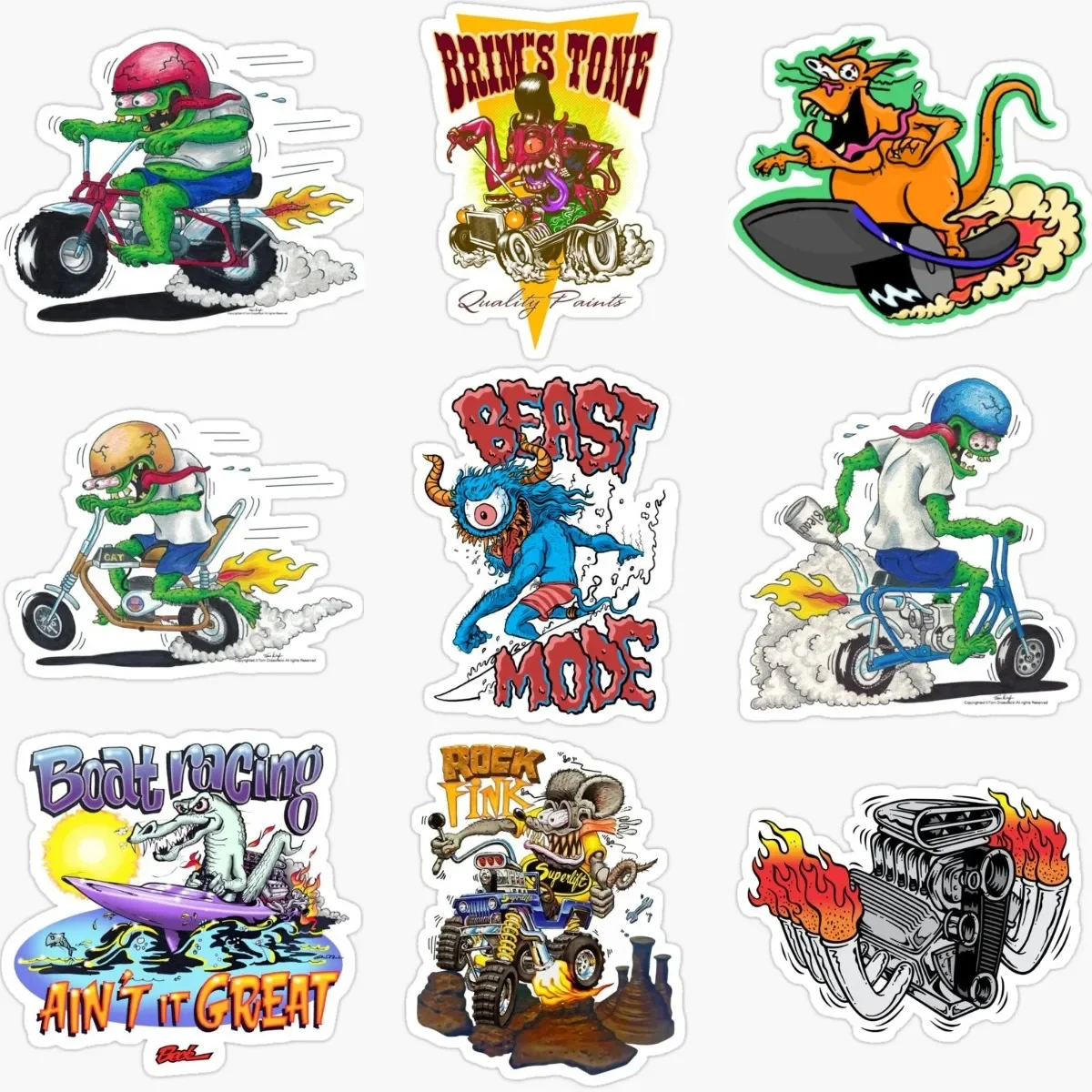 

Rat Fink Drive Terror Exaggeration Creative Waterproof PVC Stickers Accessories for Decorate Car Motorcycle Camper Van Off-road