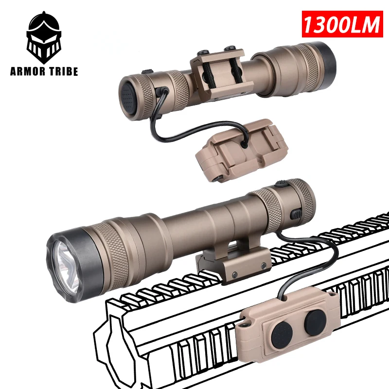 REIN Flashlight 1300 Lumen metal REIN 2.0  Airsoft Clou Defensive Scout Light Fit 20MM Picatinny Rail Airsoft Wadsn Weapon light