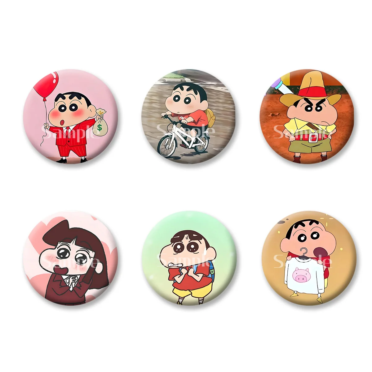 

Flash Badge Cards Shin-chan Anime Cartoon Cute Style Girl Keychains Convenient Makeup Mirror Fridge Magnet ACG Accessories