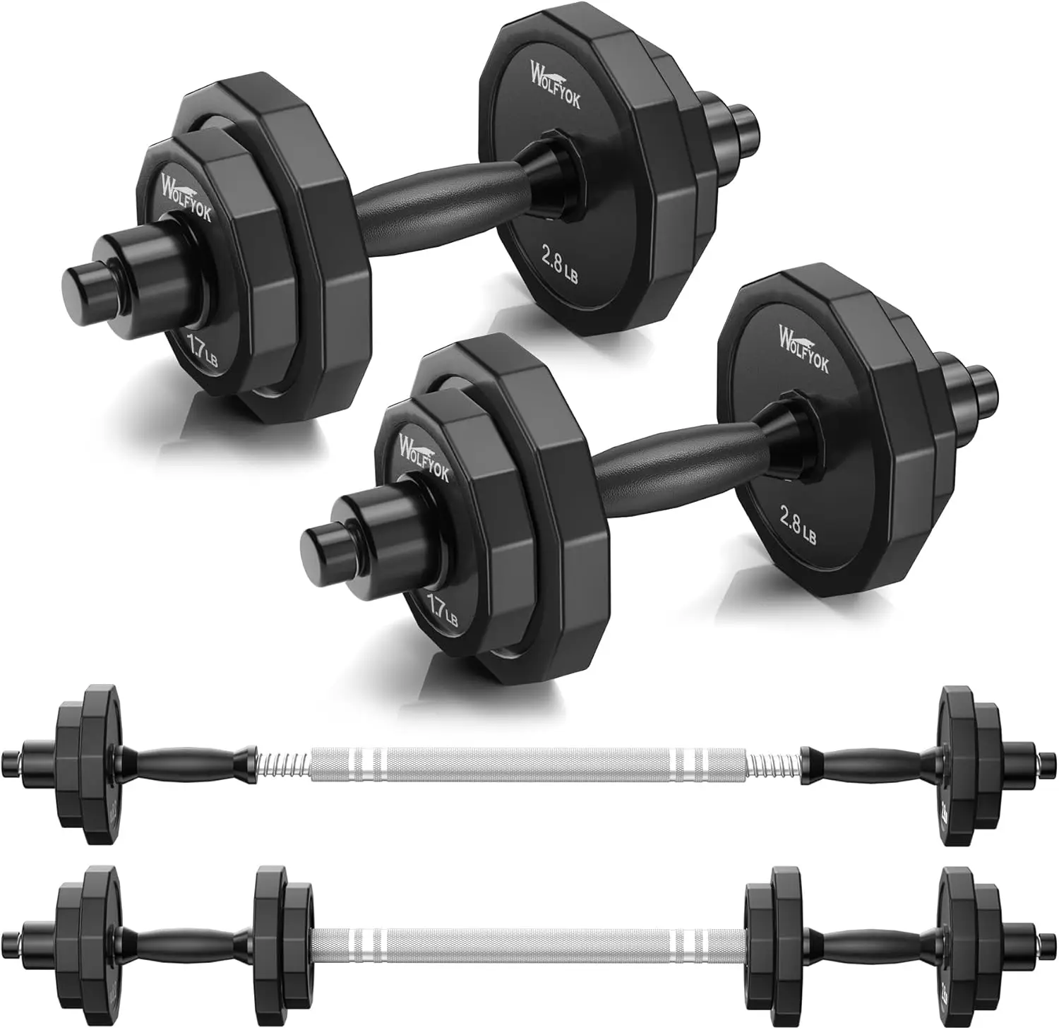 Weights Dumbbells Set, Adjustable 22/ 44/ 66/ 88Lbs with Solid Steel, Barbell Free Weight Set with Connector Home Gym Equipment