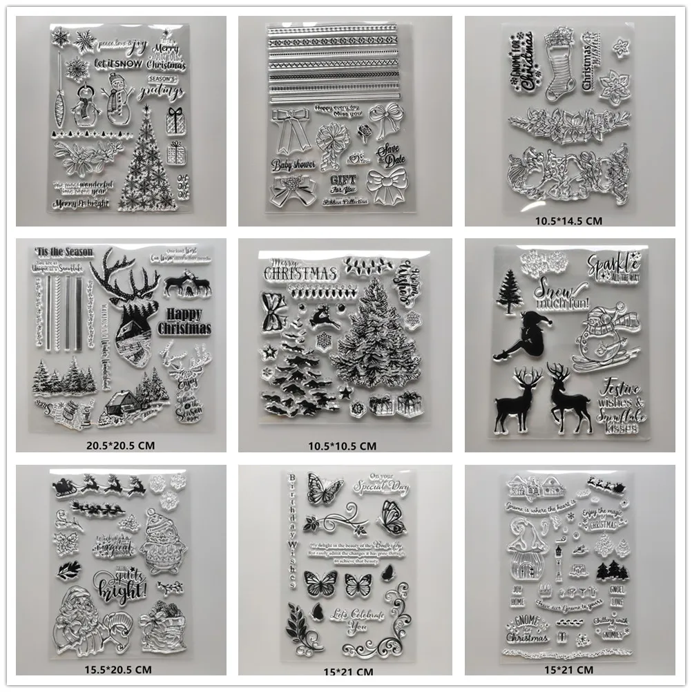 (18 Styles) Christmas Clear Stamps DIY Scrapbooking Craft Supplies Silicon Seal Card Photo Album Hobby Ink Pad Stamping