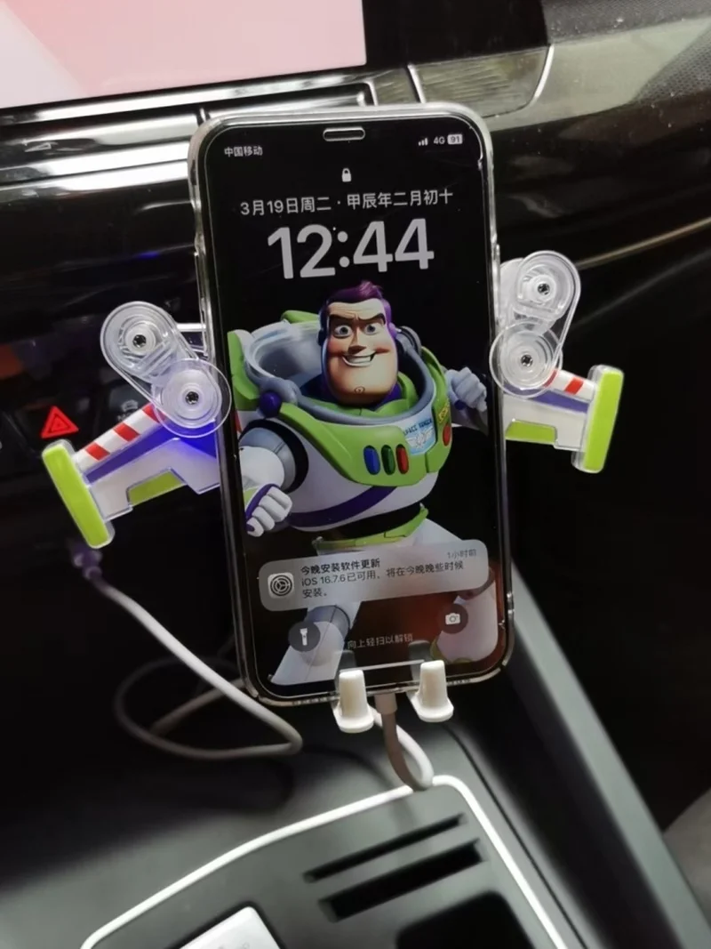 2024 Disney Toy Story Buzz Lightyear Car Phone Holder Wireless Charging Mobile Phones Electric Car Phone Holder Anime Figure