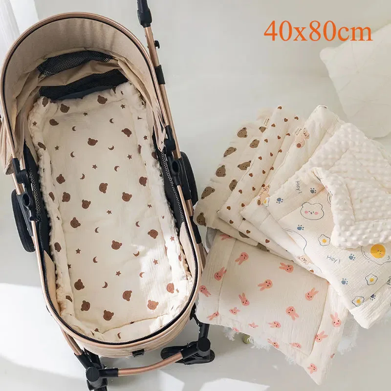 

40x80cm Baby Stroller Seat Cushion Bear Kids Carriage Pram Cotton-padded Mattress Pushchair Car cushion Accessories