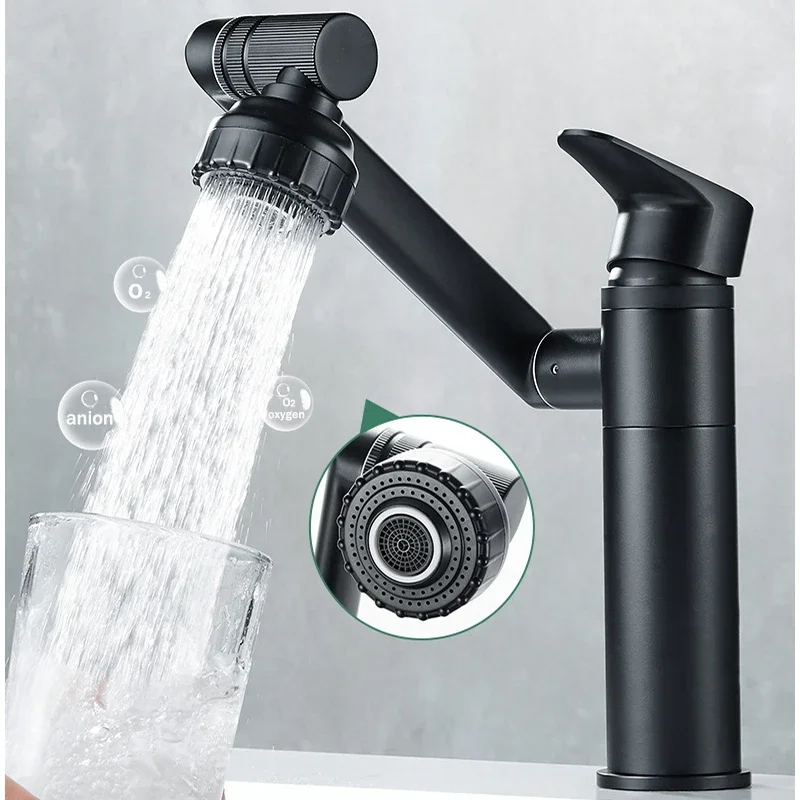 

1080° Swivel Bathroom Sink Faucet Basin Faucet Mixer Deck Mounted Splash Proof Water Tap Shower Head Aerators Tapware PIPE x 2