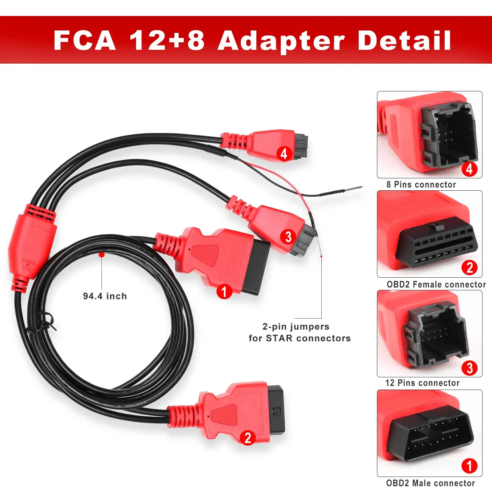 SWG 12+8 Universal Cable For Autel Maxisys MS906 908 PRO Scanner For Chrysler Works For LAUNCH X431/OBDSTAR/Autel Maxisys