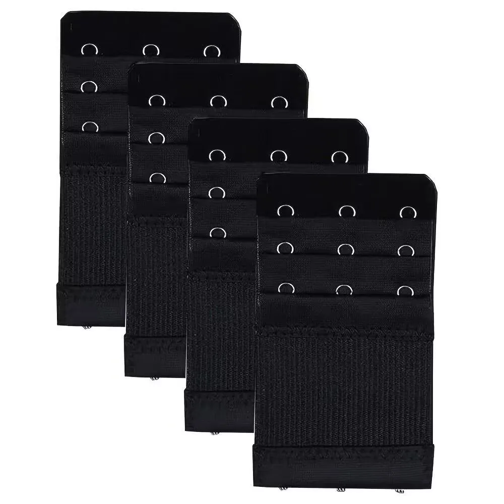 4 Stück 3-Haken-BH-Träger-Verlängerung; Bequemer und verstellbarer BH-Träger-Clip; Dessous-Zubehör für Damen