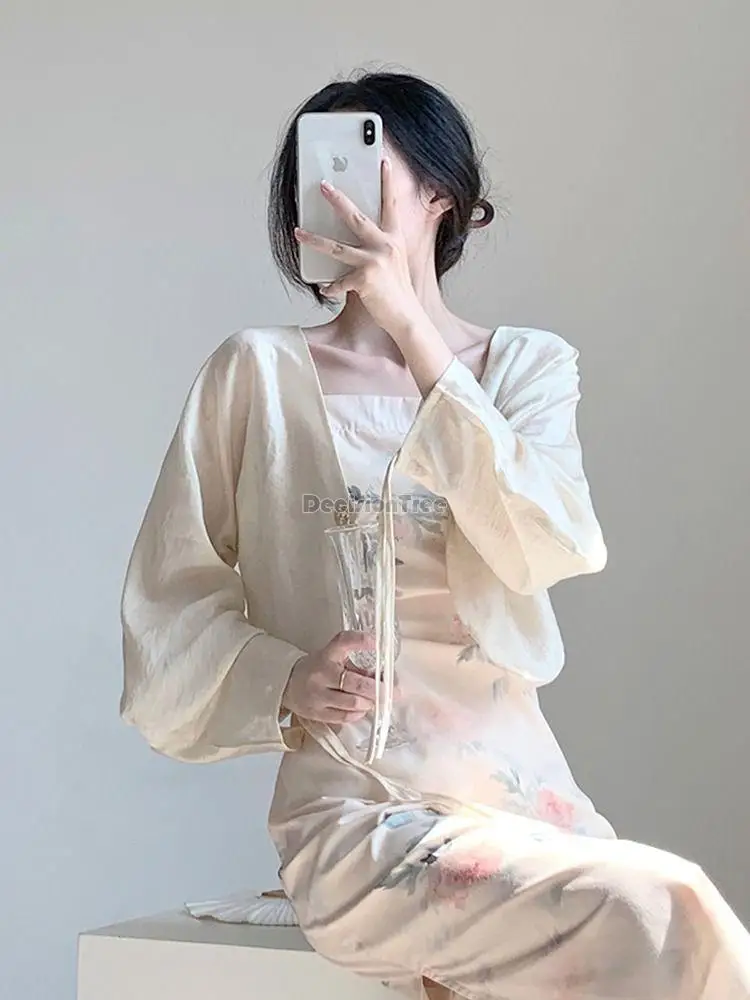 2024 Chinese style chiffon sunscreen clothing  blouse for women shawl new Chinese style cardigan jacket improved daily tangsuits