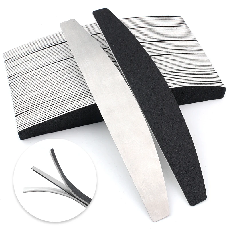 

Metal Nail File Base 10 Pcs Self-Adhesive EVA Replacement Sandpaper Pads 100/180/240 Grit Disposable Refill Sheets for Manicure