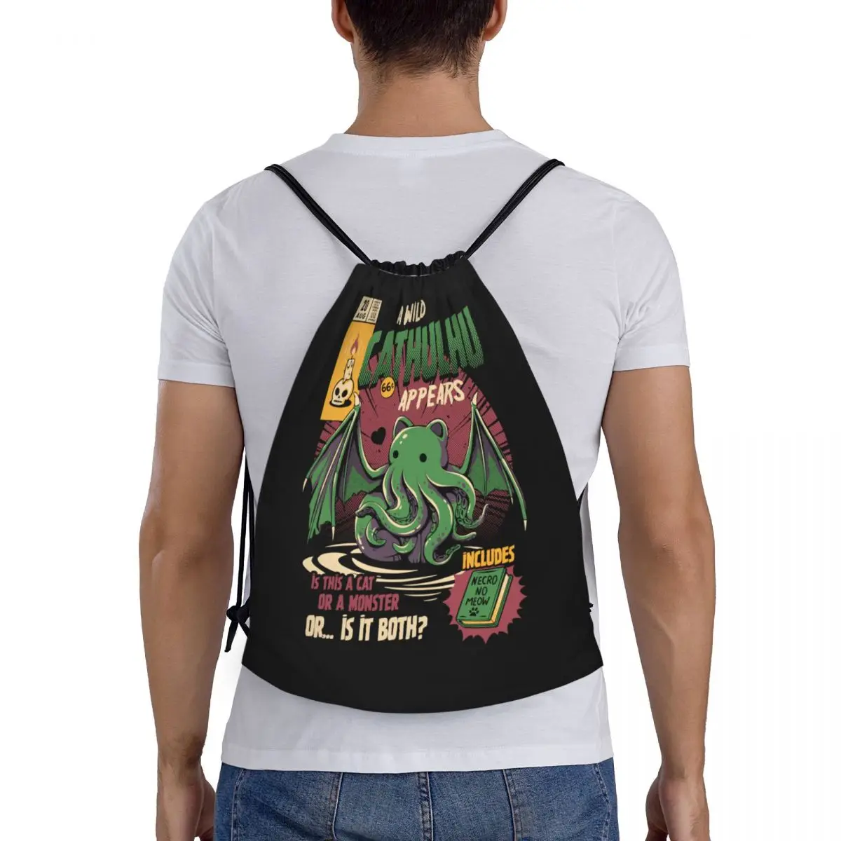 Cthulhu-Sac à dos léger personnalisé pour homme et femme, sac de rangement de proximité, chat ou monstre, KaiMozambique, film Lovecraft, sport, salle de sport