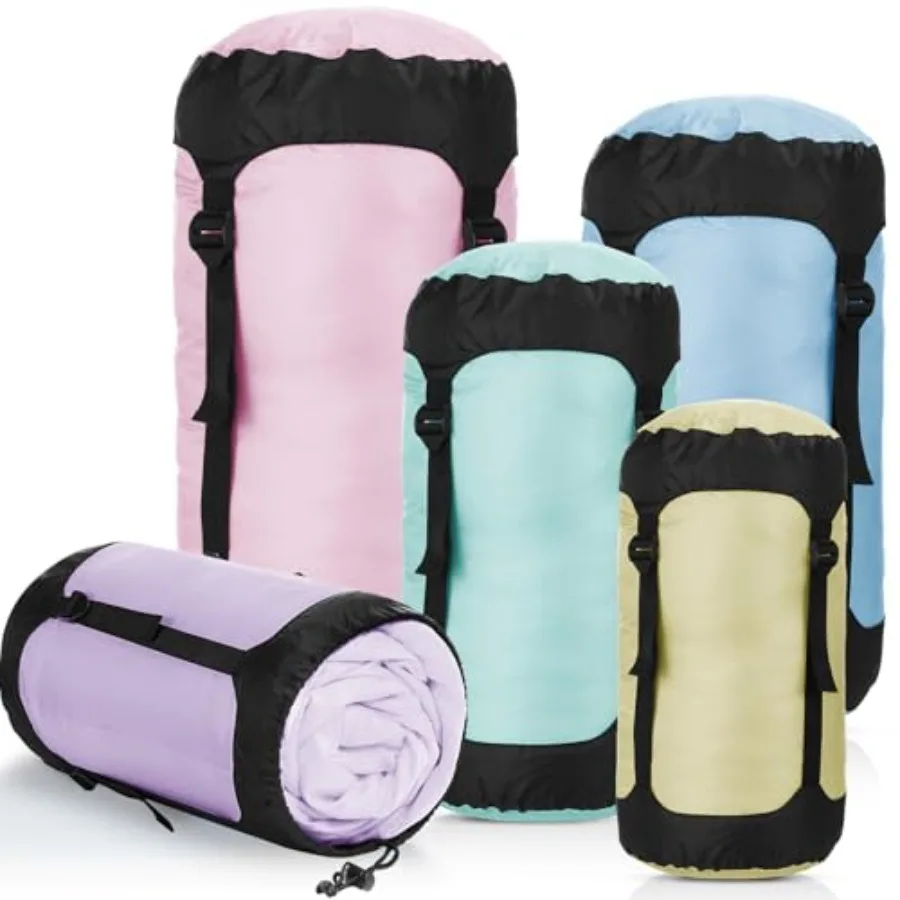 

5 Pcs Compression Sacks for Backpacking 5L/10L/15L/20L/35L Camping Sleeping Bag Stuff Sack Water Resistant Sleeping Bag Storage