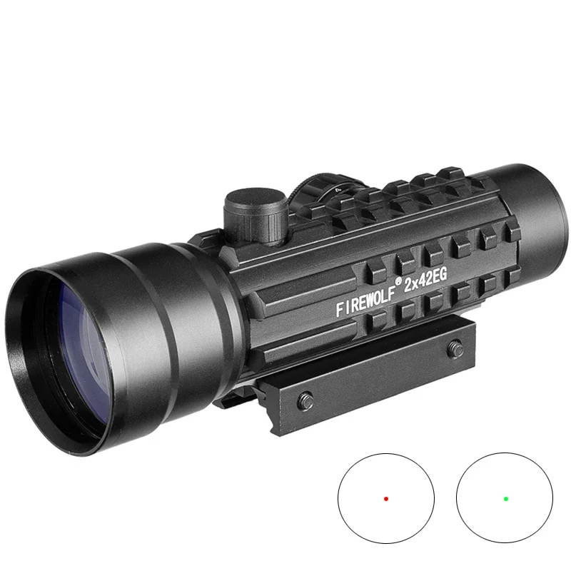 

2x42 Red Dot Scope With Rail Red Dot Sight Red Green Illuminutedfor Rifle Scope For Hunting with 11mm&20mm Rails