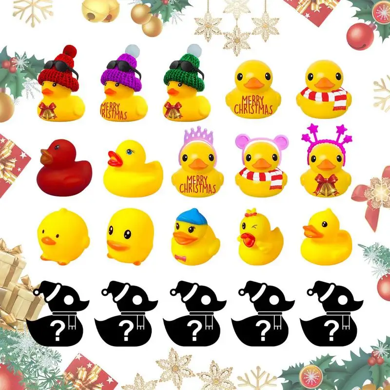 

24pcs/Set Christmas Advent Calendar Cute Rubber Duck Stress Relief Bath Toy New Year Countdown Christmas Creative Gifts For Kids