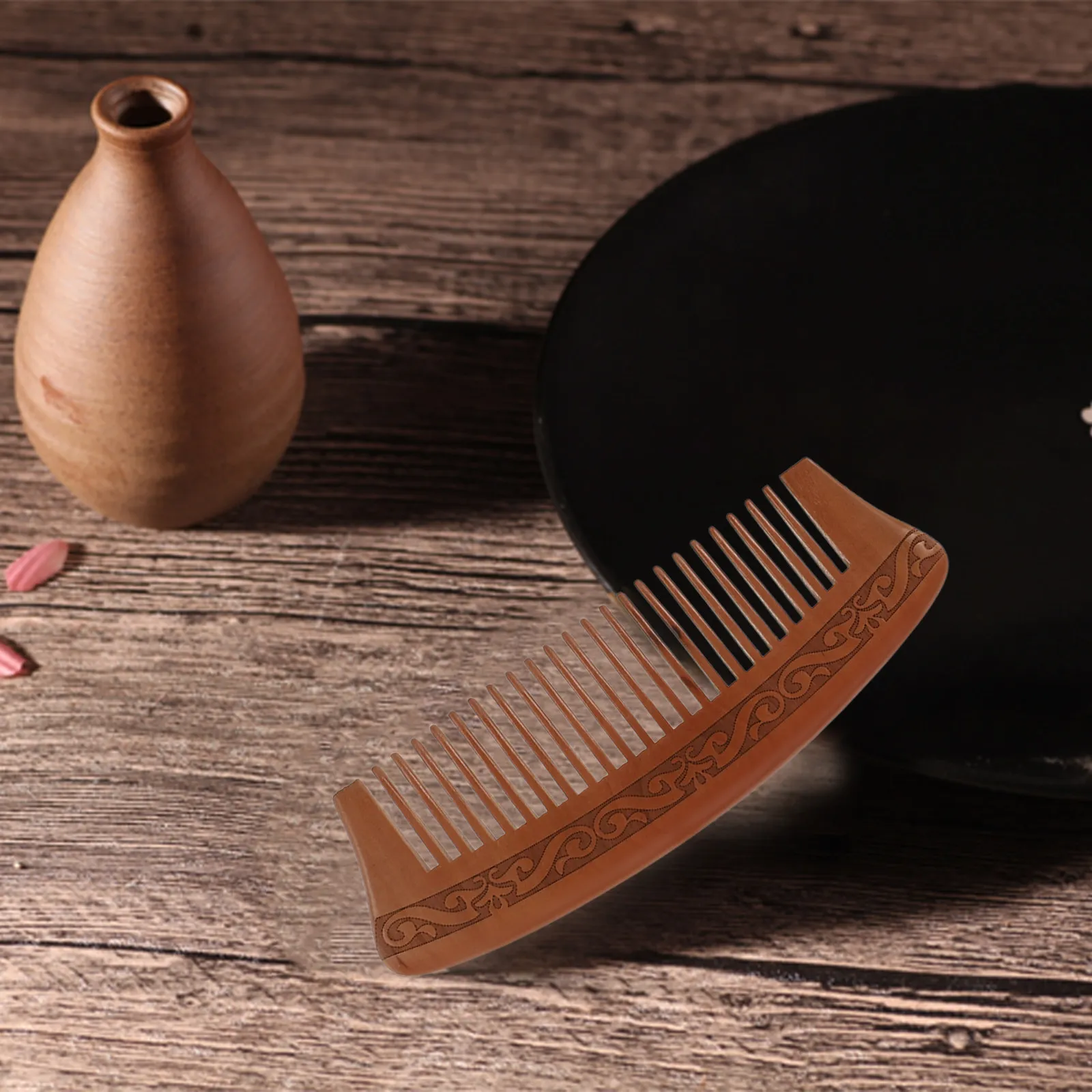 

3Pcs Premium Natural Wood Hair Combs Anti-Static Round Smooth Edges for Adults Scalp Massage Portable Vintage Styling Tools