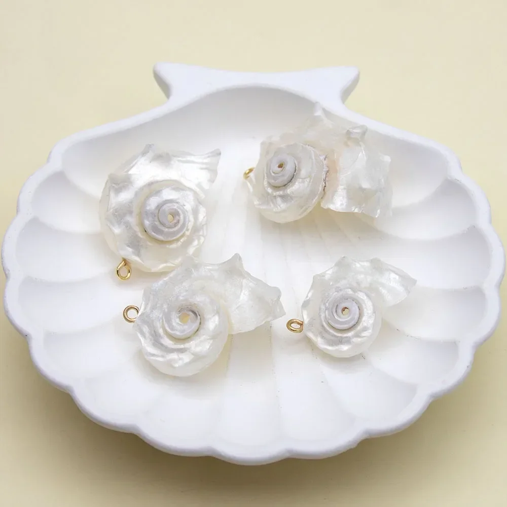 Natural Shell White Conch Pendant - Large Animal Shape for DIY Jewelry
