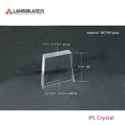 Trapezoidal Light Guide 60*12+ 33*12 / Height 60mm / IPL Laser Light Guide Crystal