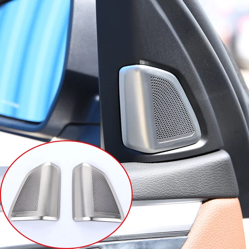 For BMW X5 F15 2014-2019 Car Accessories 2 Pcs Stainless Steel Audio Speaker Tweeters Cover Trim fast ship