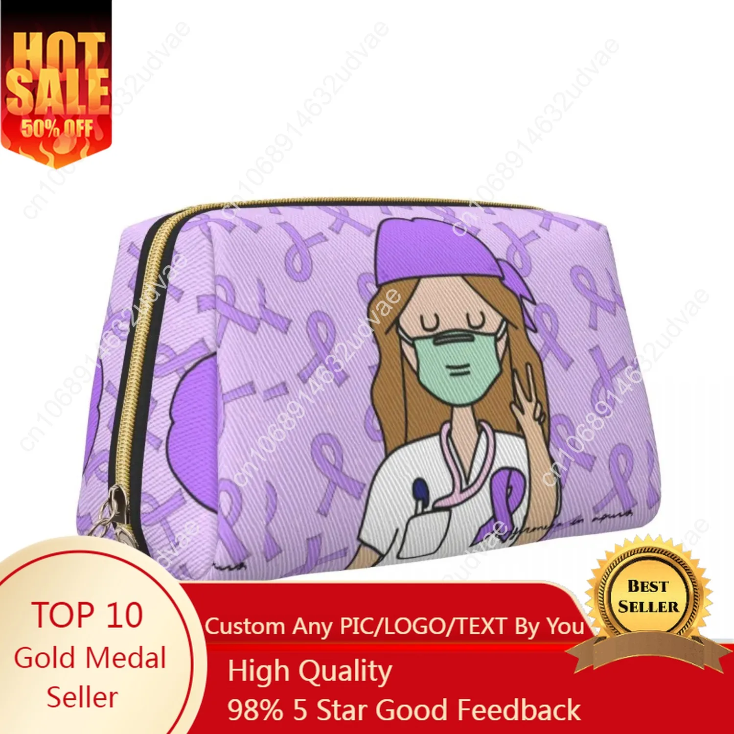 

Enfermera En Apuros Leather Makeup Bags Trendy Large Capacity Cosmetic Bags Girl Gift For Doctor Nurse Zipper Beauty Toiletry