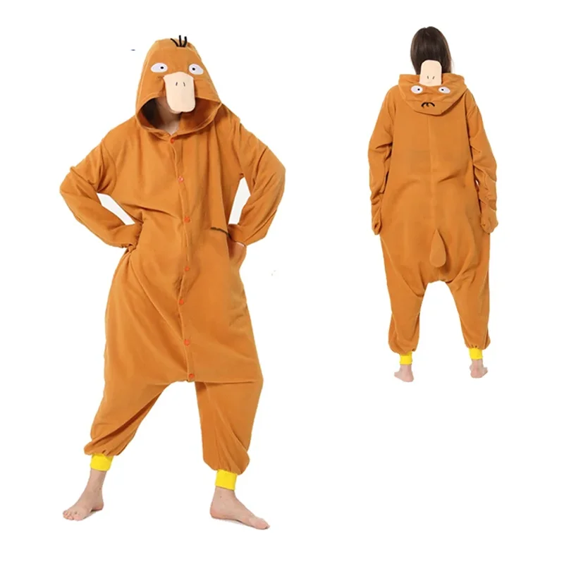 Duck Onesies Cartoon Kigurumi Women Pajamas Long Sleeves Sleepwear One-piece Pijama For Adult Cosplay Costume Halloween Jumpsuit