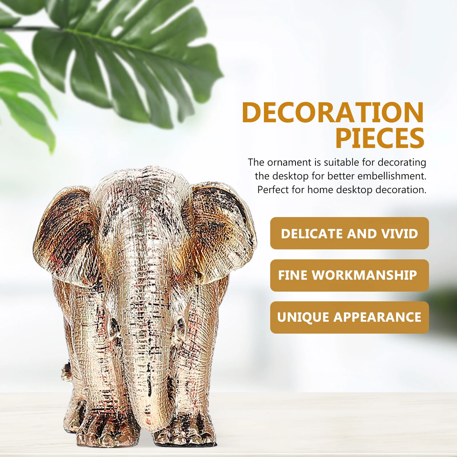 

3Pcs Home Decoration Elephant Statue Resin Fortune Desktop Adorn Creative Ornament Wealth Prosperity Fortune Home Decor
