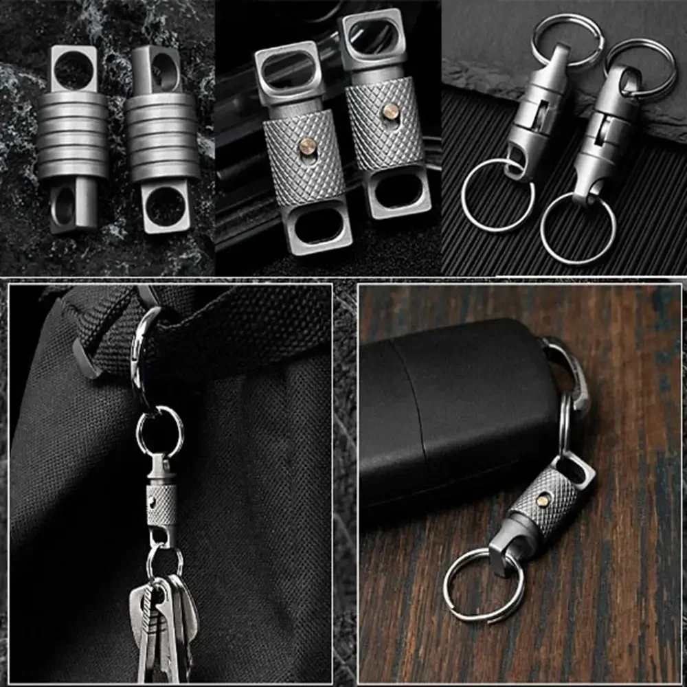 Portable Titanium Alloy Keychain Ultra-light 360° Rotatable Brass Keychain EDC Keyring Outdoor Small Tool Keychain Accessories