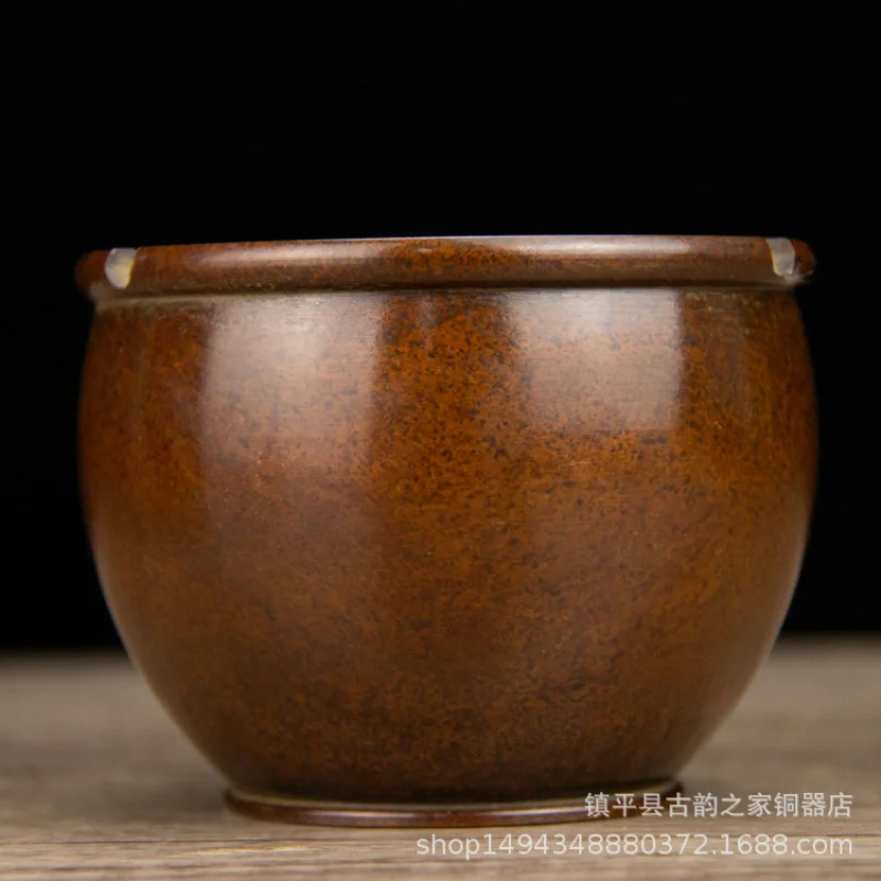 Pure Round Ashtray Xuande Copper Cylinder Ornament Office Living Room Shop Study Desktop Decoration