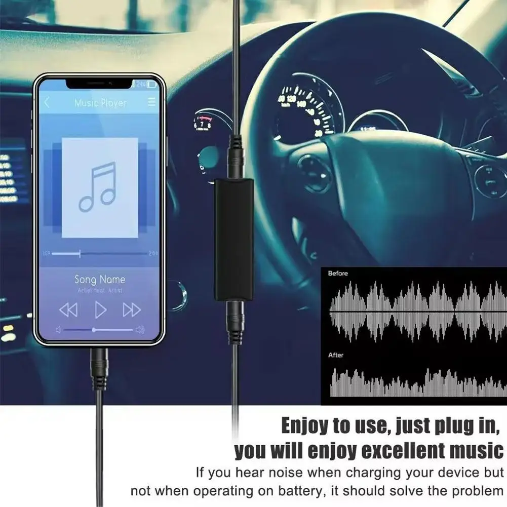 3,5-mm-Audio-Aux-Kabel, störungsfreier Massekreis-Filter, der Rauschen eliminiert und unterdrückt, für Heim-Stereo- und Auto-Audiosysteme. – Detail 3