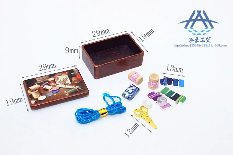 Mini sewing Box Simulation Needle and Thread Miniature Items for 1/6 1/12 Dollhouse Toys Model Furniture Dolls House Accessories